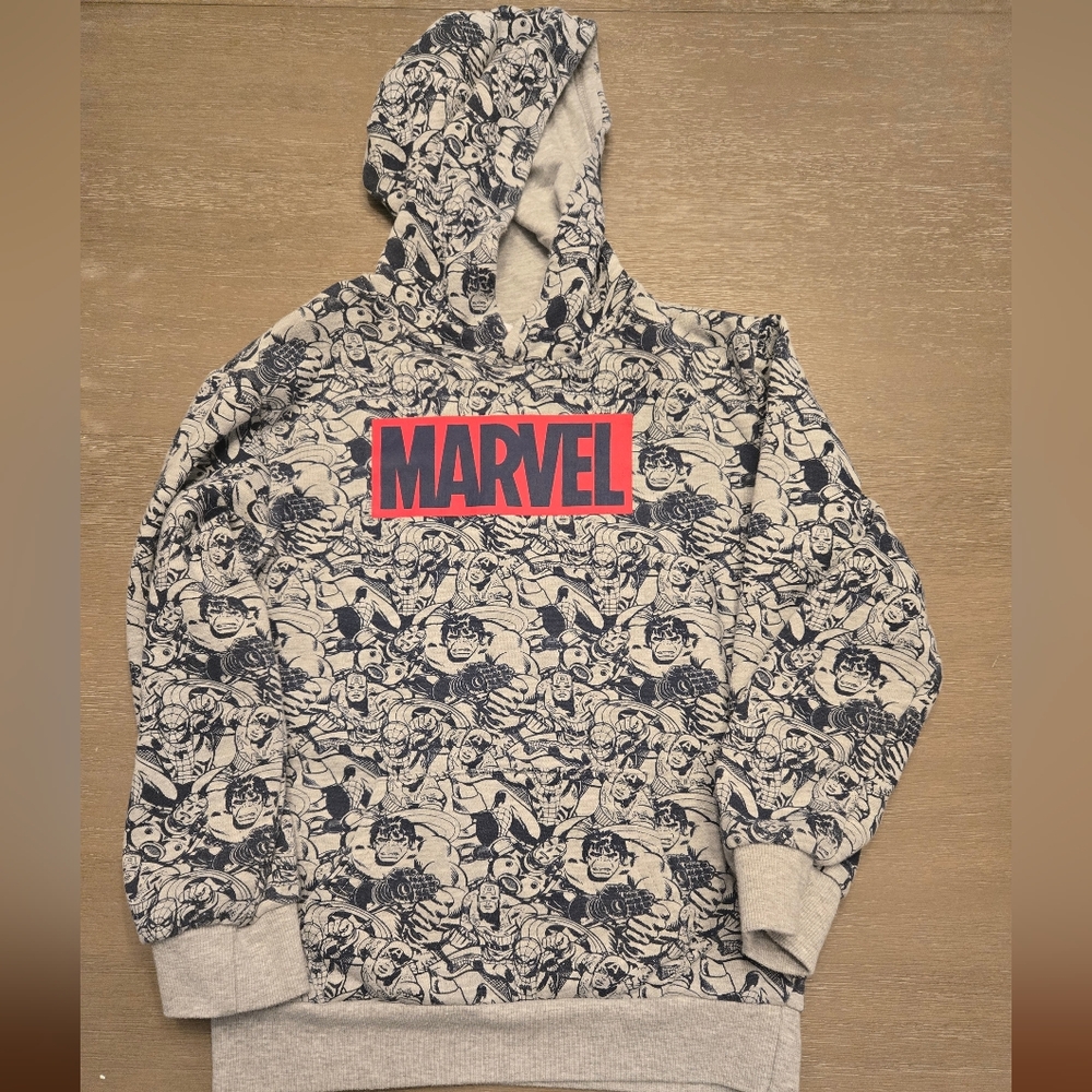Marvel Blue and Gray Graphic Hoodie Boy Size 10